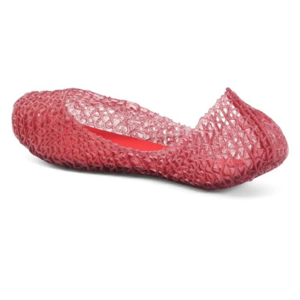 Mini Melissa Campana Papel Girls Glitter Red Slip On‎ Ballet Flats NWB Size 3